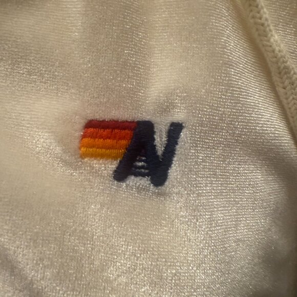 Aviator Nation White Velour Hoodie Rainbow Sleeves XS - Picture 2 of 5